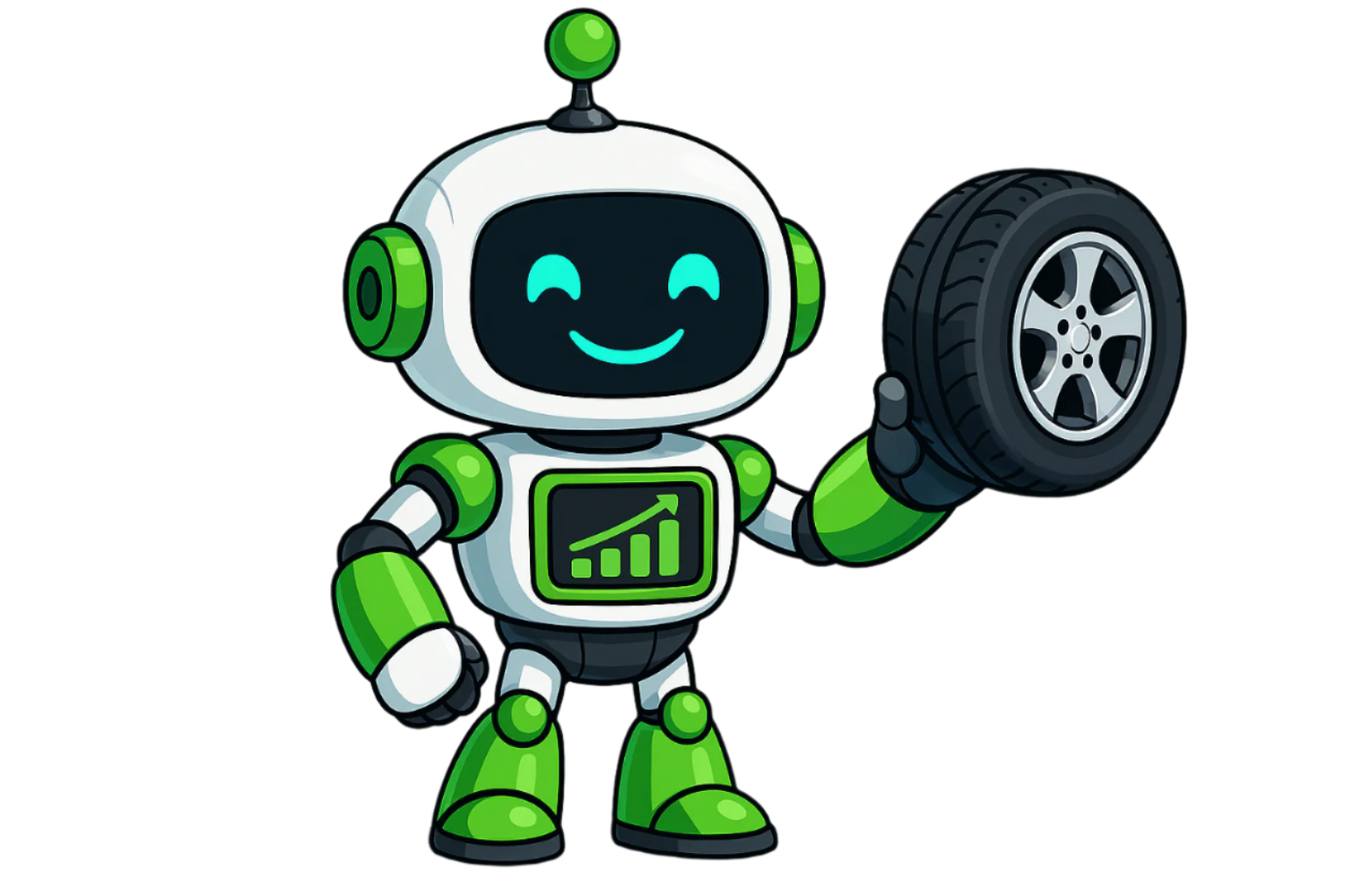 Robot holding a car tire