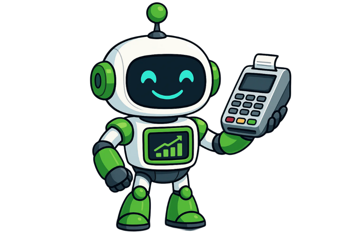 Robot holding a cash register