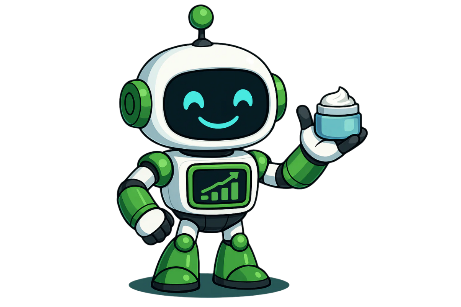Robot holding a facial cream jar