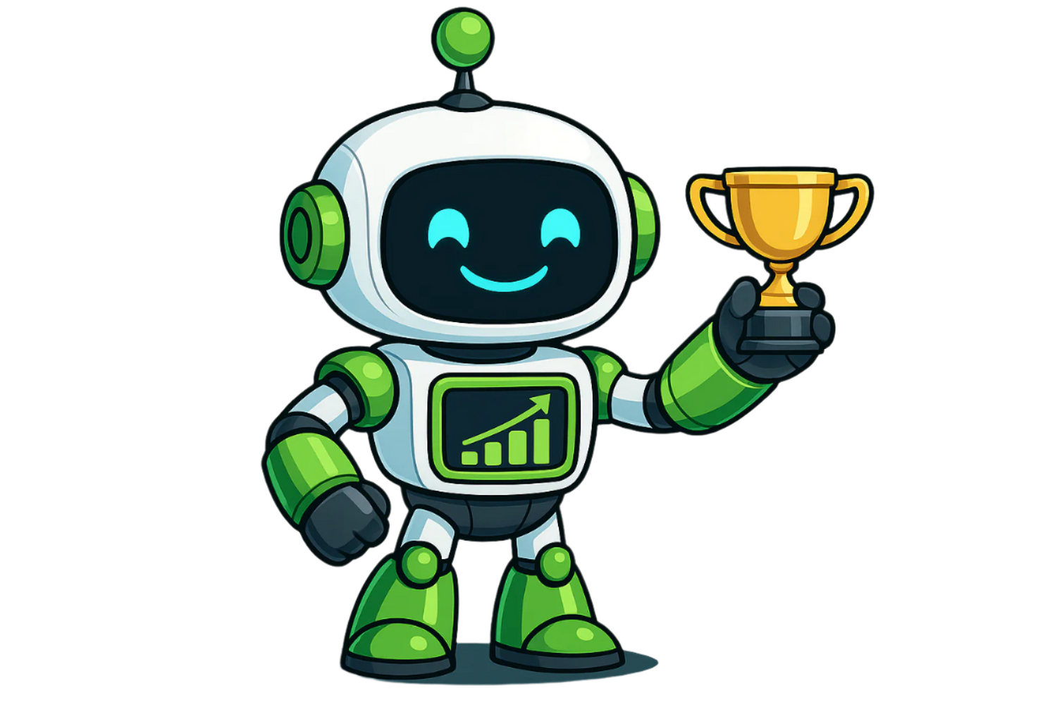 Robot holding a golden trophy