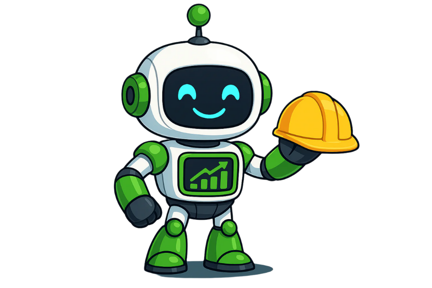 Robot holding a hard hat