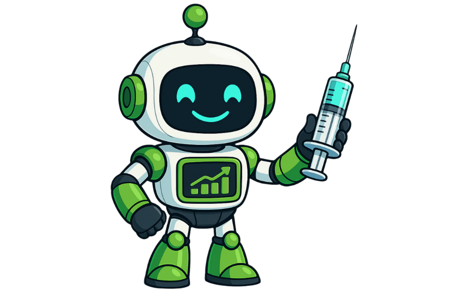 Robot holding a medical syringe