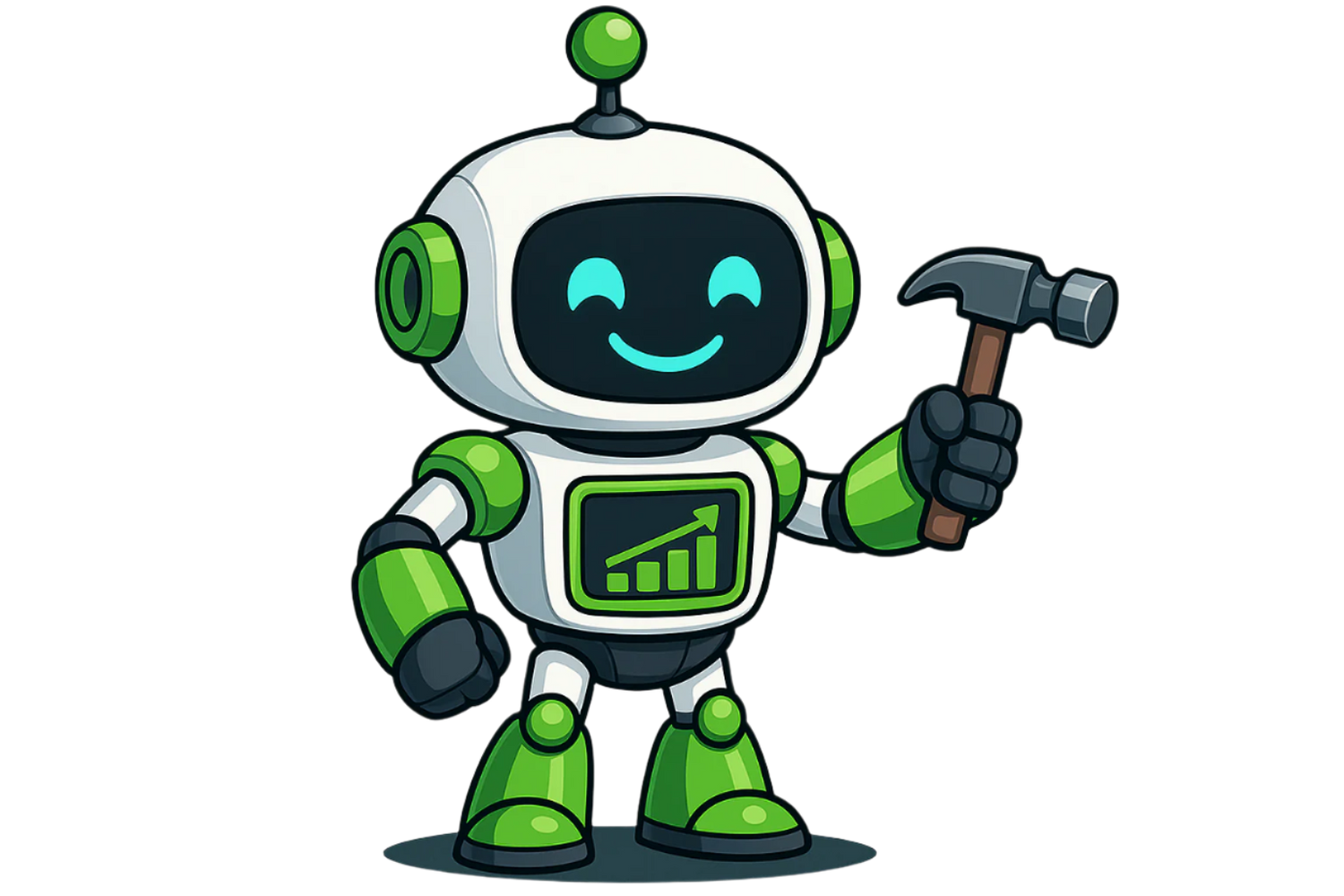 Robot holding a small hammer