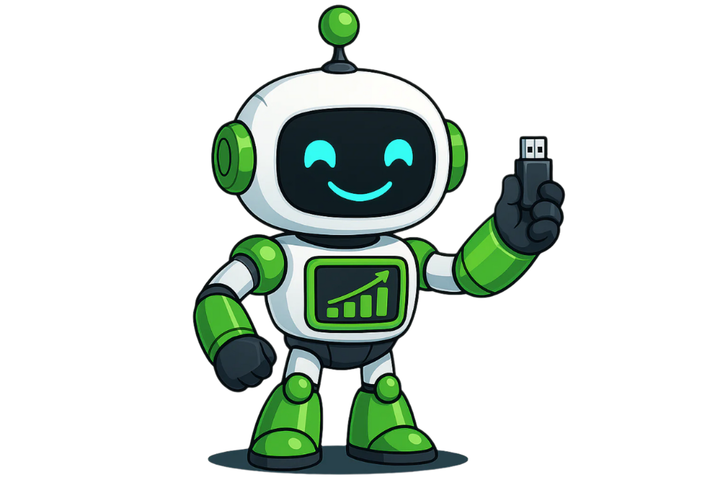 Robot holding a USB flash drive