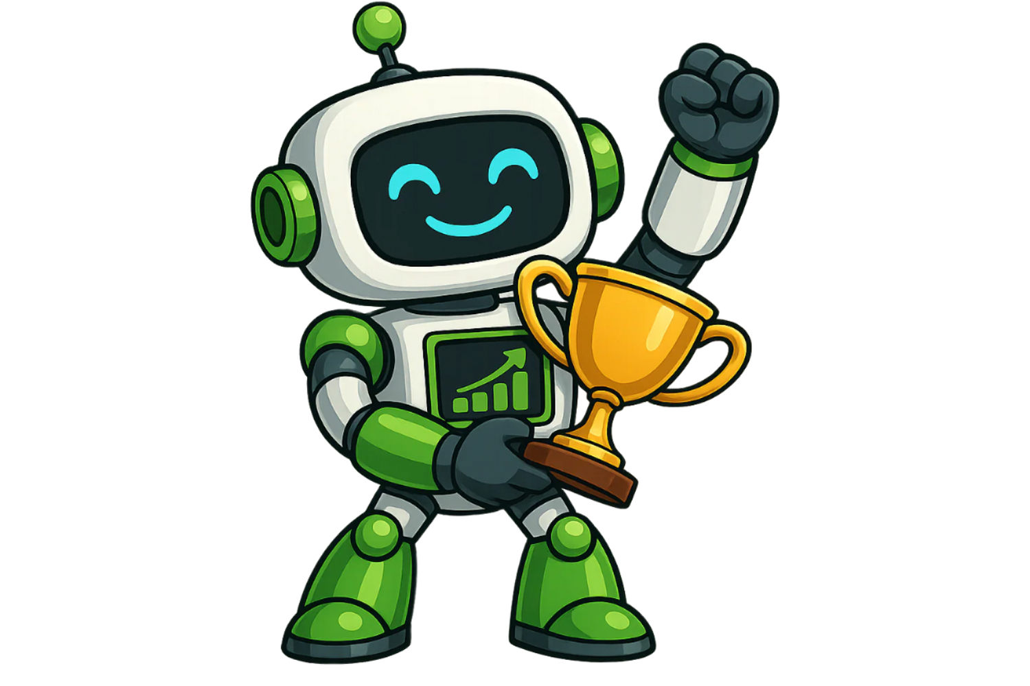 Ben holding trophy - transparent background version 2
