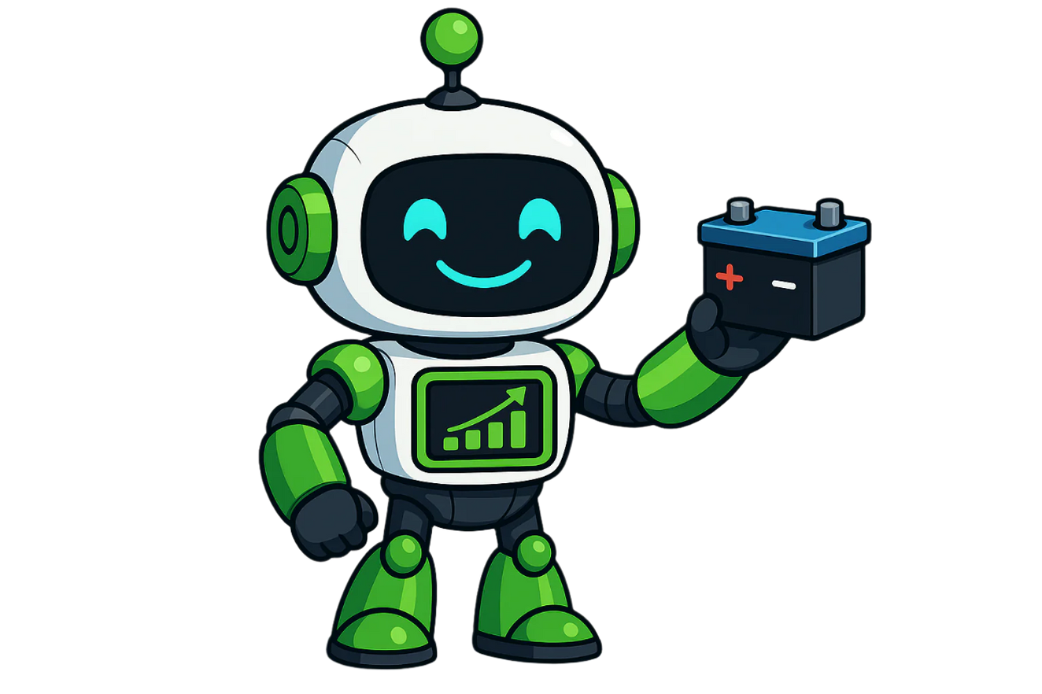 Robot holding a very small truck battery
