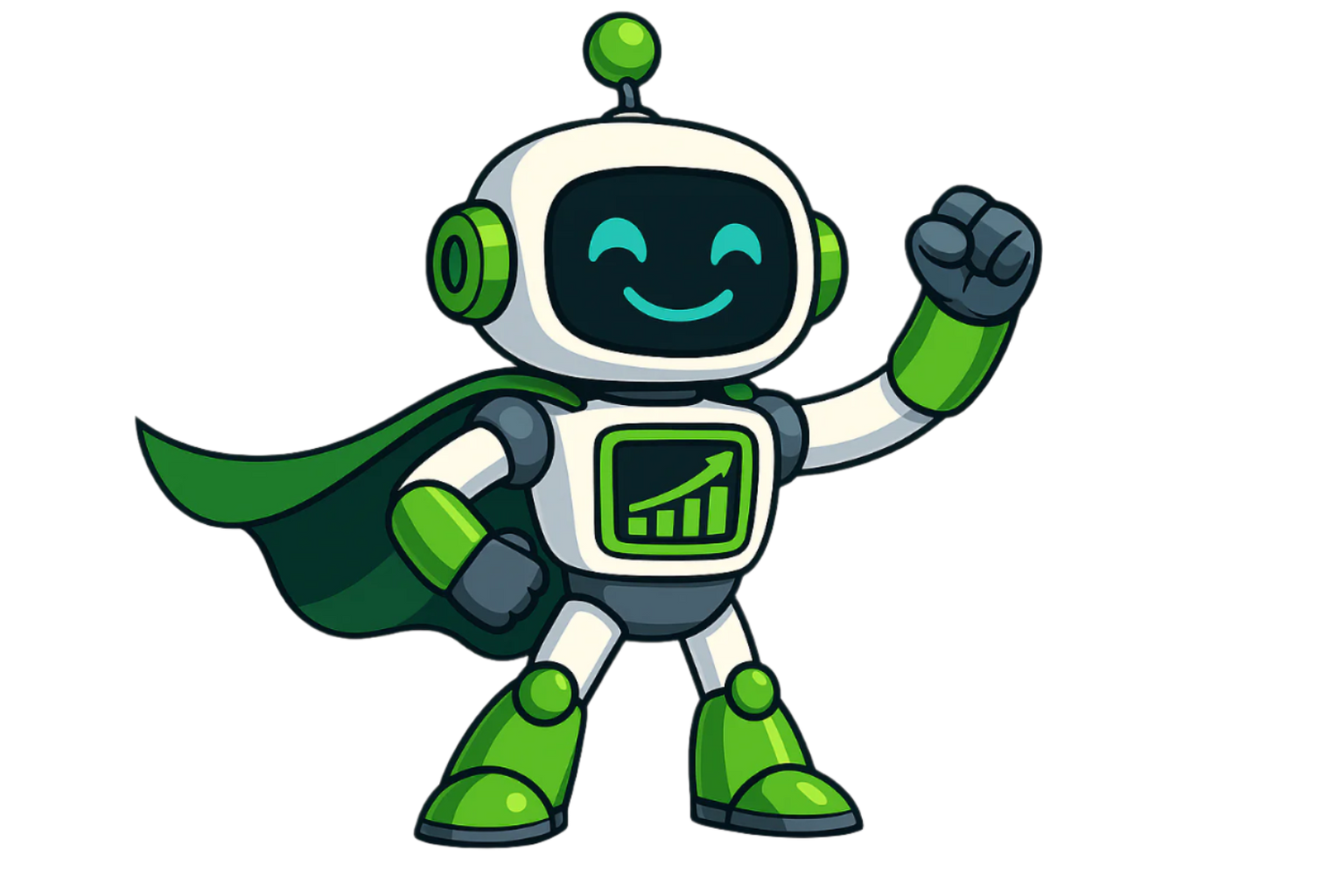 Superhero robot in heroic standing pose